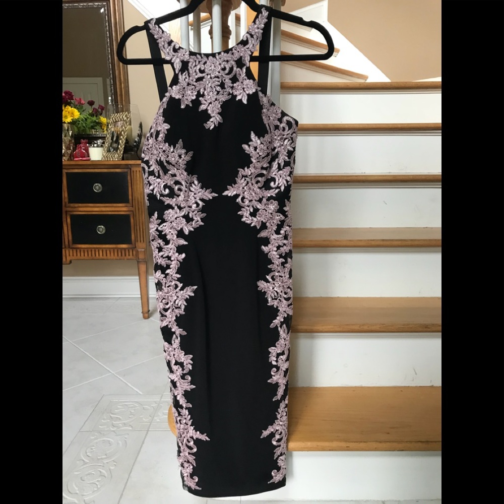 Black and blush midi dress